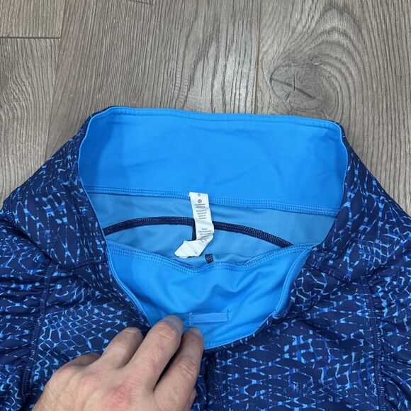 Lululemon Speed Track Shorts Womens 8 Blue Samba Snake Ruched Running Yoga Gym - Picture 4 of 7